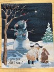 VTG Snowman Tapestry Wall Hanging Sandi Gore Evans Christmas Star Lamb 27x34”