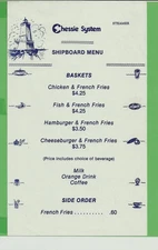 VTG 1970s Chessie System Shipboard Menu C&O Ferry Lake Michigan Steamer
