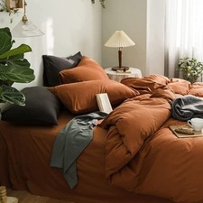 Full Size Duvet Cover Burnt Orange Duvet Cover Set Caramel Pumpkin Rust Fall ...