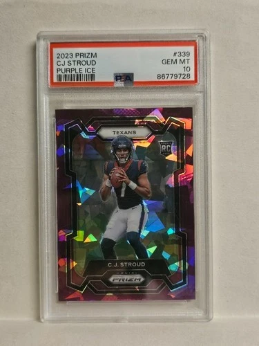 C.J. STROUD PSA 10 ROOKIE 2023 PANINI PRIZM #339 PURPLE ICE RC 46/225 TEXANS