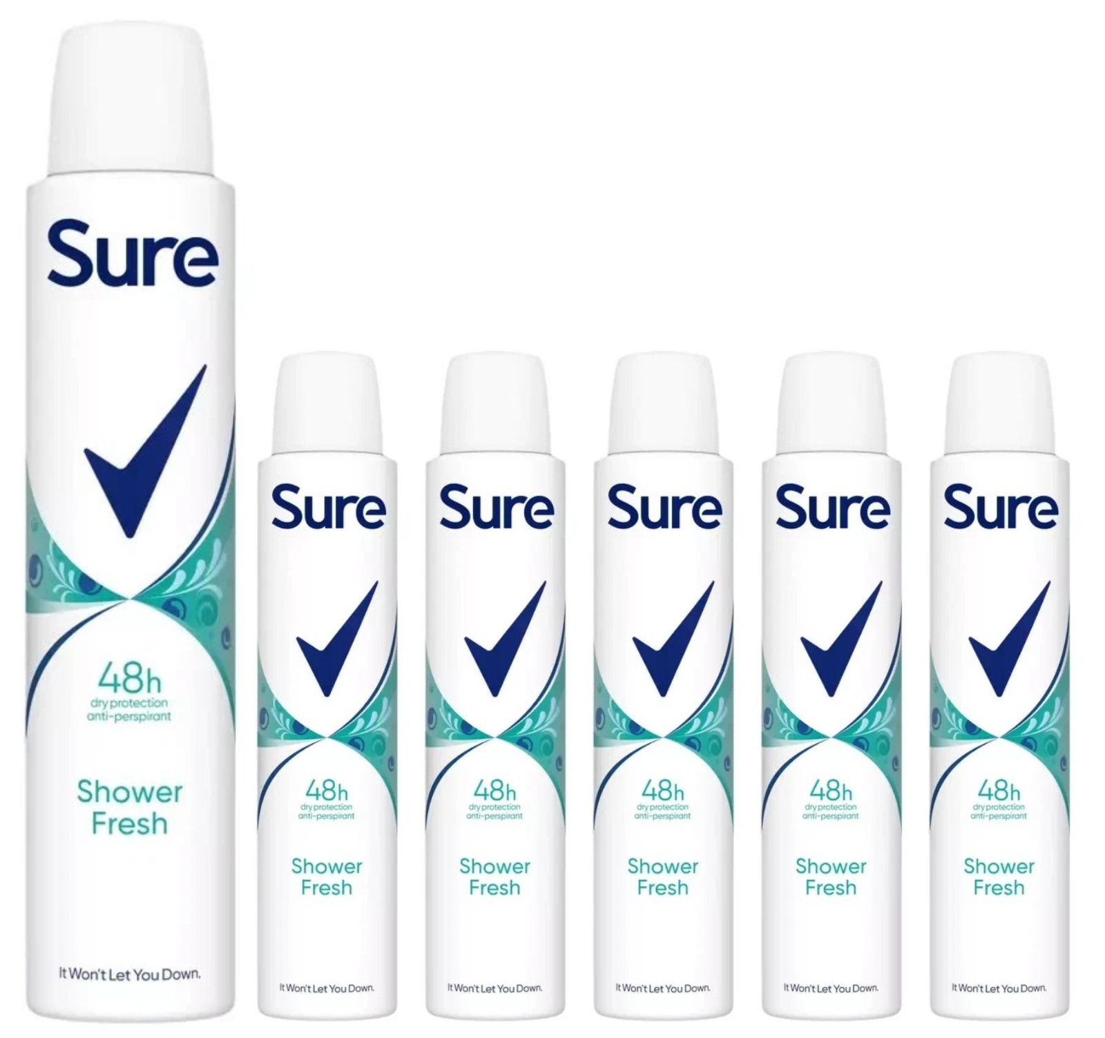 6 x 200ml Sure Shower Fresh 48H Anti-perspirant Ladies Deodorant Spray