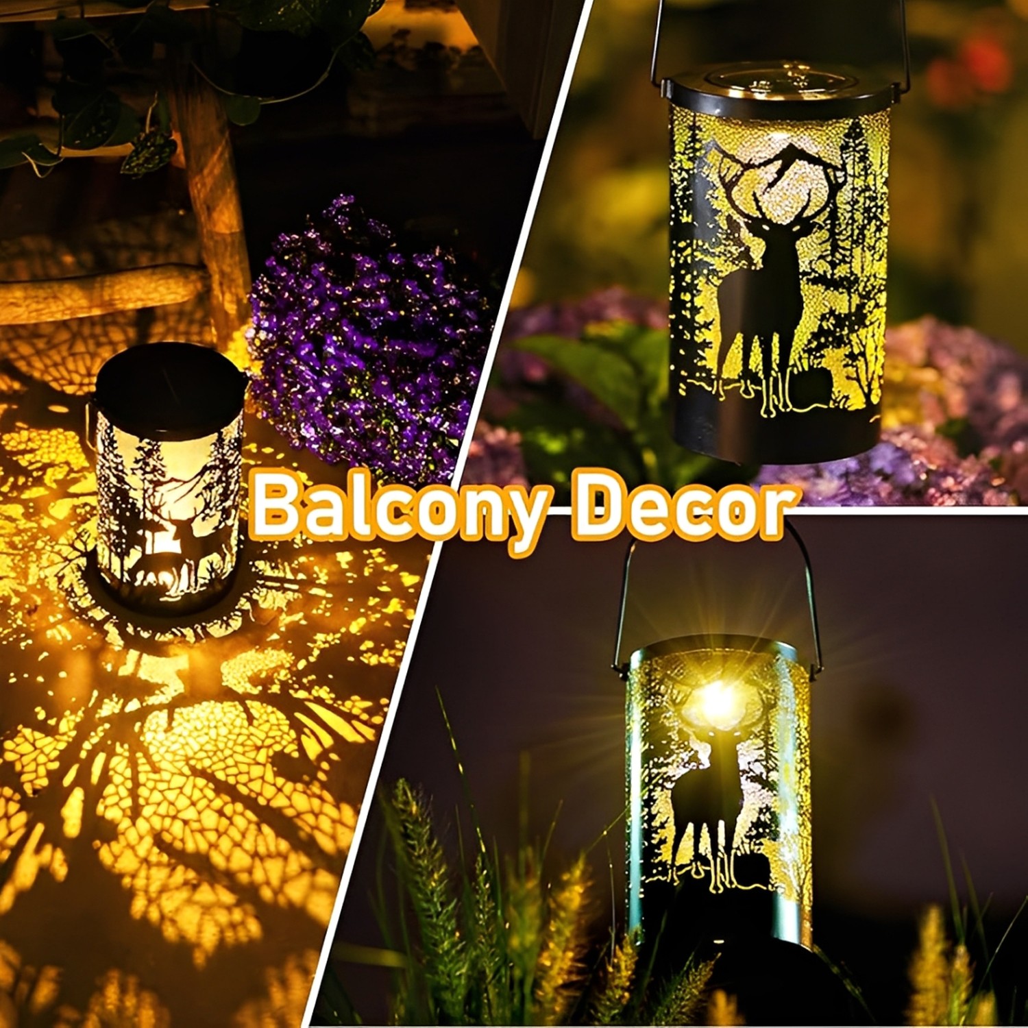 CLAONER Solar Lantern Hanging Light LED Elk Outdoor Garden Lamp Waterproof Decor