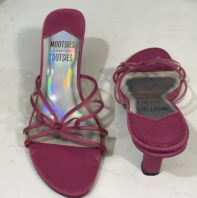 Women Size 6 Mootsie Tootsies Slide On Pink Heeled Sandals