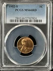 1952-S 1C RD Lincoln Wheat One Cent  PCGS MS66RD  57507824