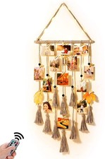 Homecor Hanging Photo Display Wall Decor, Gray Macrame Wall Hanging Boho Room...