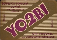 QSL radio card YO2BI 1965 Timisoara Romania USSR Constantin D Large Letters m812