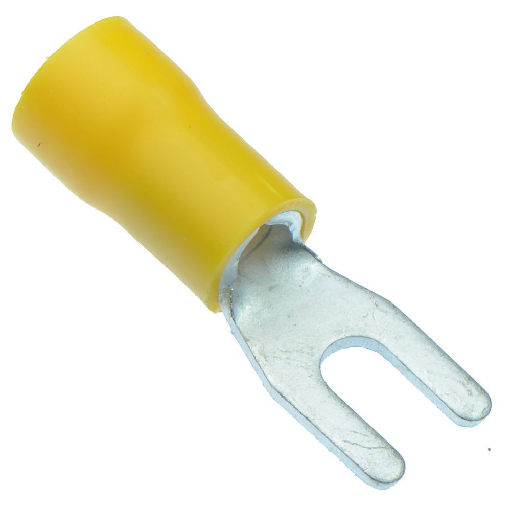 Yellow 3.7mm Insulated Crimp Fork Terminal Connector (Pack of 100)