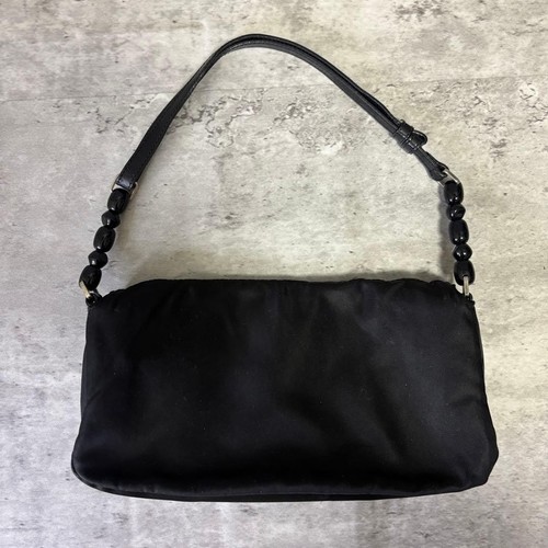 Christian Dior Malice Pearl Vintage Black Nylon Shoulder Bag Women Auth #O8041