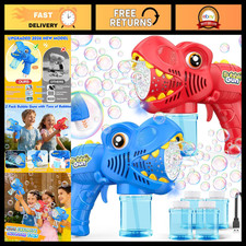 Rechargeable Bubble Machine Gun 2-Pack - Fun Kids Toys for Ages 3-8, Perfect Gif