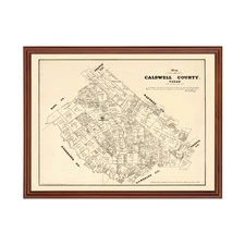 Old Map of Caldwell County, TX 1880 - Vintage Texas Art