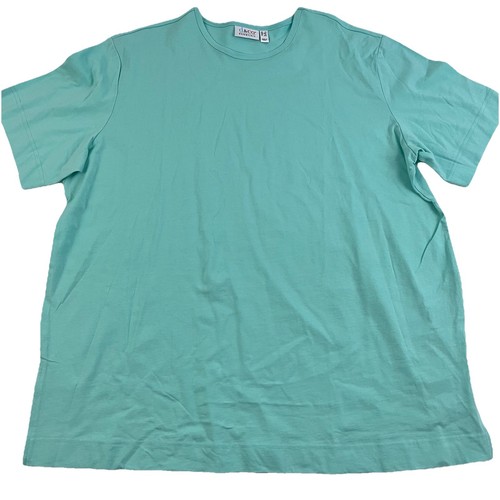 Denim & Co Essentials Cotton Oversized Crew Neck Top Tee Green 1X Slits New 9207