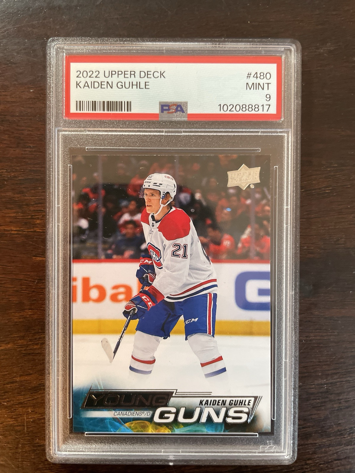 2022 Upper Deck #480 Kaiden Guhle Young Guns Canadiens Rookie Card RC PSA 9 Mint