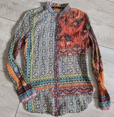 Desigual Mikra Damen Bluse Shirt Größe S Bunt Ziersteine Sommer Urlaub 