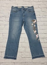 Pilcro High-Rise Flare Jeans Sz 31 32x25 Blue Denim Flower Medium Boho OB739908