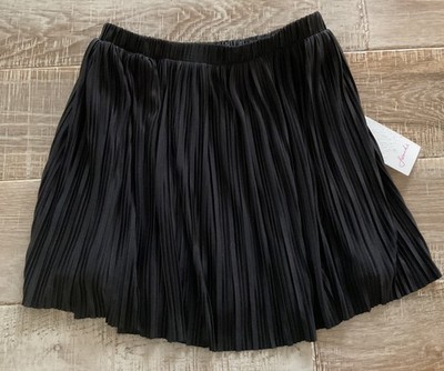 Frenchi Sz XS Pleated Black Georgette Mini Skirt Pull-on Fully Lined NEW w/Tags