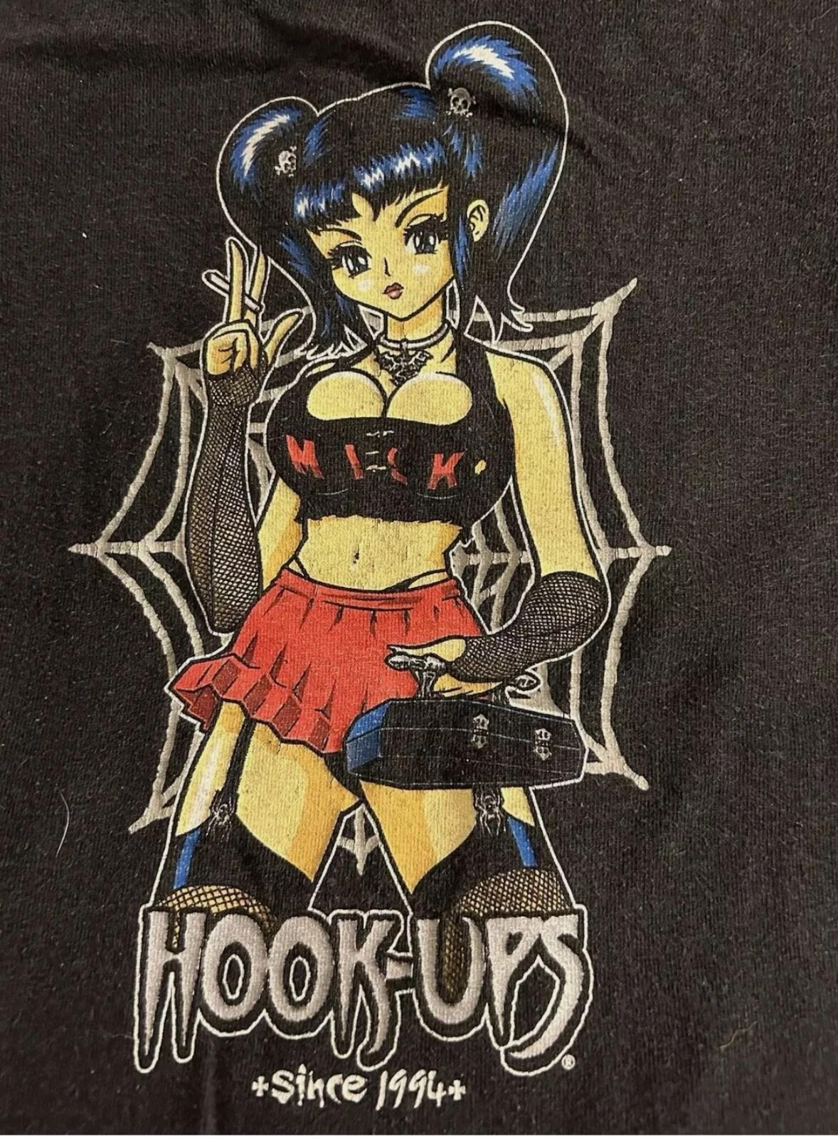 Vintage Hook Ups Goth Skate Art Graphic T-Shirt Reprint