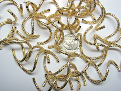 Handmade - 38mm X 2mm Patterned Gold-Filled Curly Q Beads - Bag of 100 Pieces