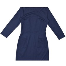 NEW Gap Blue Sheath Dress M Tall Crew Neck Knee-Length Cotton Blend Zip Solid