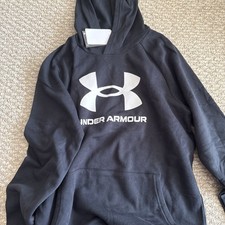 Under Armour Youth UA Rival Cotton Blend Logo Hoodie Size YXL new fleece black