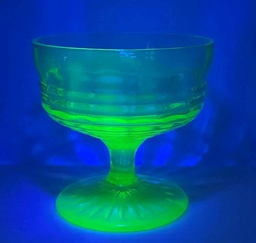 Vintage Hazel Atlas Uranium Glass Sherbet Cup Green Depression Glass Glows w/ UV