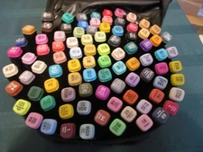Artist 80 Piece Unique Colors Alcohol Markers Set Dual Tip w/ Carrying Case