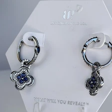 Bomb Party September Earrings "Dripped In Secrets" Clover LC Sapphire Hematite