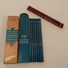 7-NOS EAGLE Chemi-Sealed TURQUOISE Drawing Pencils 4H ELECTRONIC Graphite +BONUS