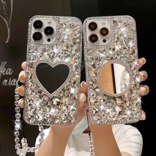 Glitter Bling Diamond Mirror Strap Case For iPhone 17 16 15 14 13 12 11 Pro Max