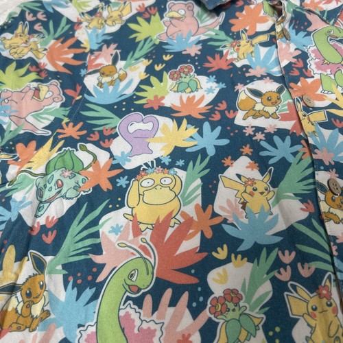 Pokemon Camicia Uomo Media Hawaiana Viscosa Tropicale Festa AOP Bottone - Foto 3 di 7