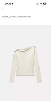Zara Cream Knitted sweater Co-ord - Skirt & top Size small medium zip detail