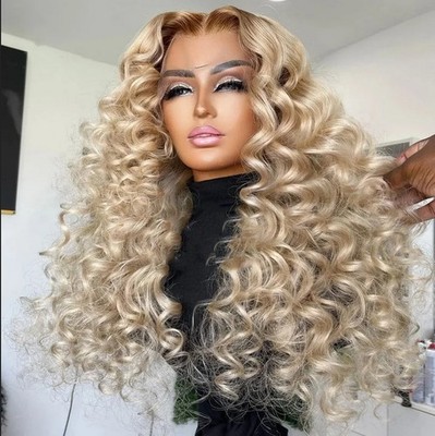 Dark Roots Lace Front Wigs Blonde Hair 1B/613 LACE FRONT WIG W