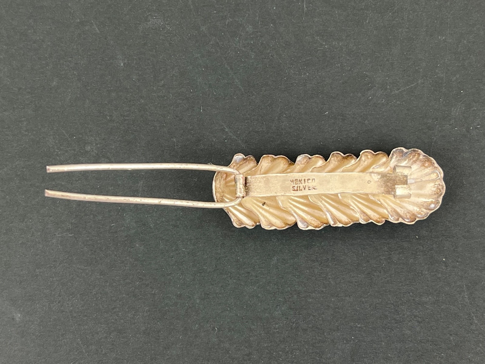 Vintage 925 Sterling Silver 9g Mexico Hair Barrette Clip 6 Clam Shells 2 1/4"