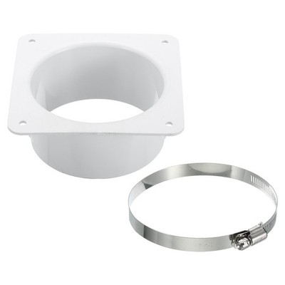 4'' Duct Connector Flange Dryer Vent Wall Plate Square to Round Straight White