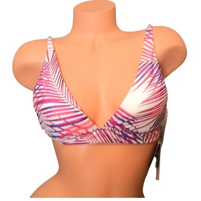 Raisins NWT Small S Palm Frond Print Longline Triangle Bikini Top Tropical Surf