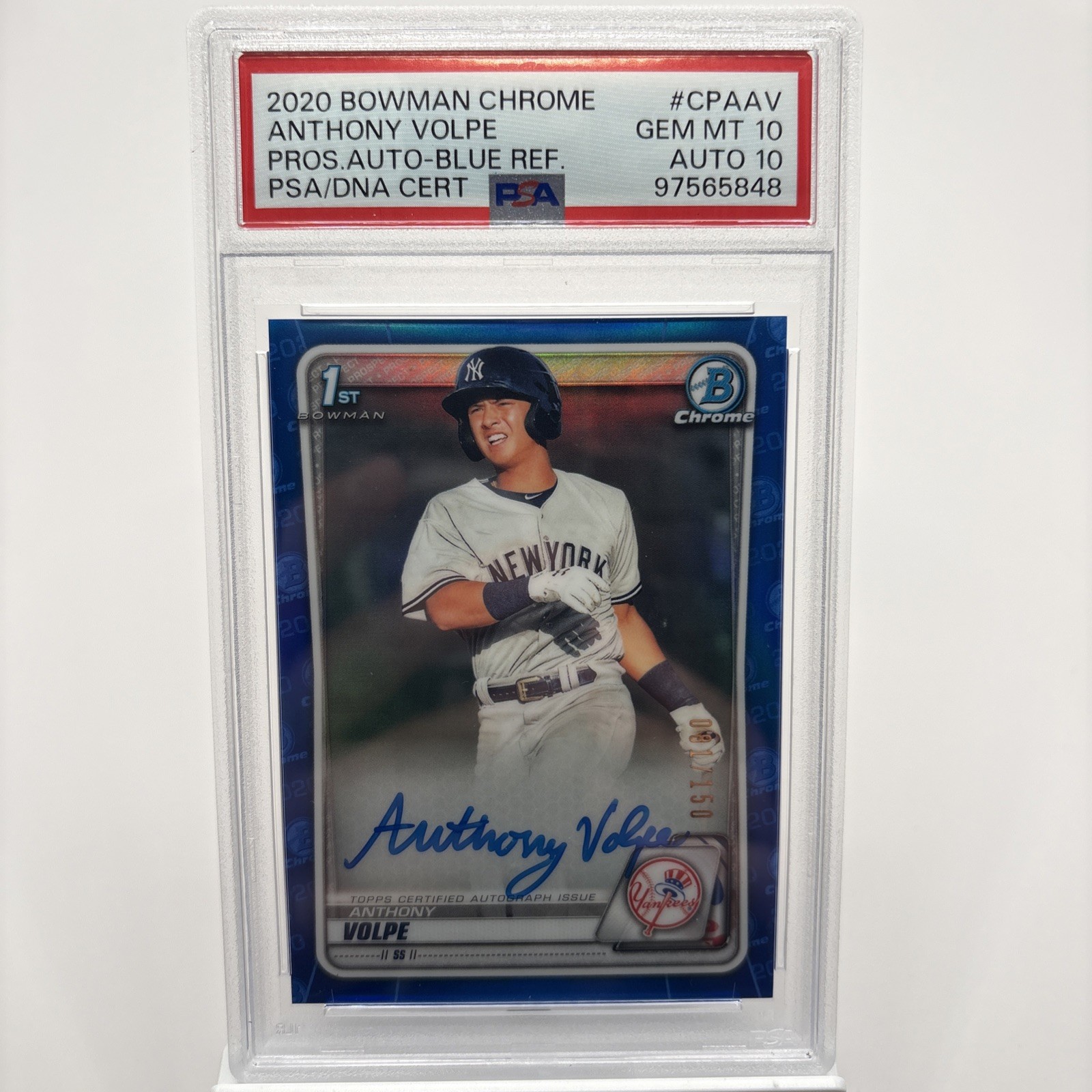 2020 Bowman - Chrome Prospects Autographs Anthony Volpe #CPA-AV Blue Ref  /150