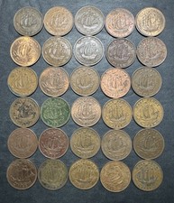 Great Britain 1/2 Half Penny Ship Collection Lot Of 30 Coins World Foreign