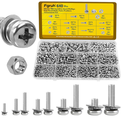#ad 640PCS Metric Machine Screws Assortment Kit in 304 Stainless Steel $23.99