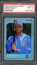 Vernon Wells Rookie Card 1997 Bowman Chrome Refractor #284 PSA 9. rookie card picture