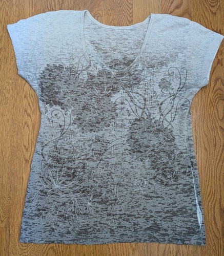 Prana Women's Gray, Floral Burnout Top, Size . Medium