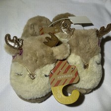 Primark Girls Reindeer Soft Plush Slippers Warmth Size US 1 NEW 