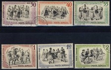 ROMANIA  1965 STAMPS TRADITIONAL DANCES TRADITIONS DRESSES, used @ m