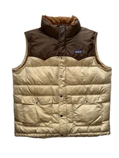 PATAGONIA Down Slingshot Vest 27571 Classic Puffer Brown/Beige men’s sz L EUC