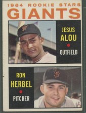 1964 Topps #47 San Francisco Giants  Rookie Stars Jesus Alou  & Ron Herbal