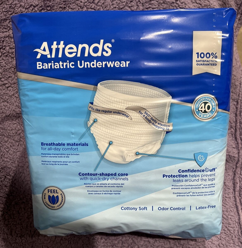 Attends Adult Diapers 2X XXL Overnight Bariatric Underwear New 4 Packs of 12 48 - Picture 4 of 5