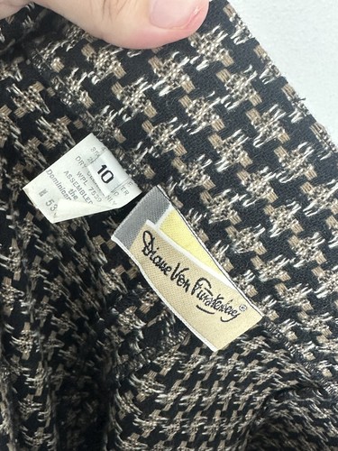 Diane von Furstenberg Women’s Vintage Black Houndstooth High Rise Pants Sz 10 - Picture 4 of 7