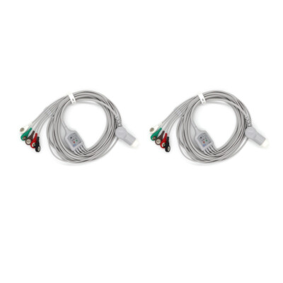 2PC Compatible For Philips IE33, CX50 Agilent,EKG ECG Cable 12 Pins 5-leads Snap