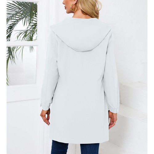 Women Hooded Rain Coat Long Sleeve Full Zip Waterproof Slim Fit Anoraks Jackets - Bild 23 von 60