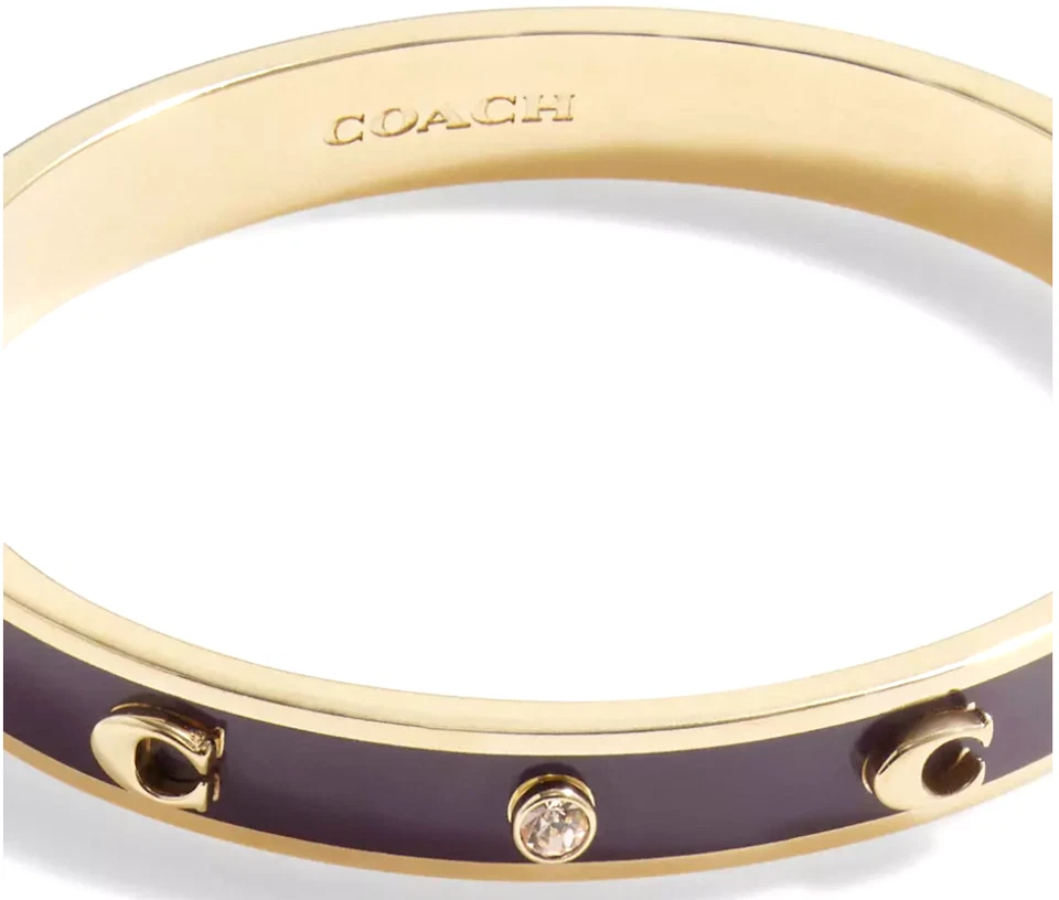 💜 Brazalete Coach Signature Piedra Bisagras -Co230Oro/Vino-Púrpura con Circonita Cúbica Foto 3 de 3