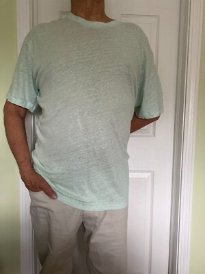 $115 NN 07 Dylan Textured Linen T-Shirt Mens Green Crew Neck Short Sleeve XXL