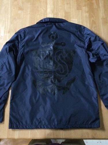 ROGUES GALLERY NEVER SLEEP MEN'S NAVY BLUE WINDBREAKER JACKET, S, LG & XL - Picture 5 of 6